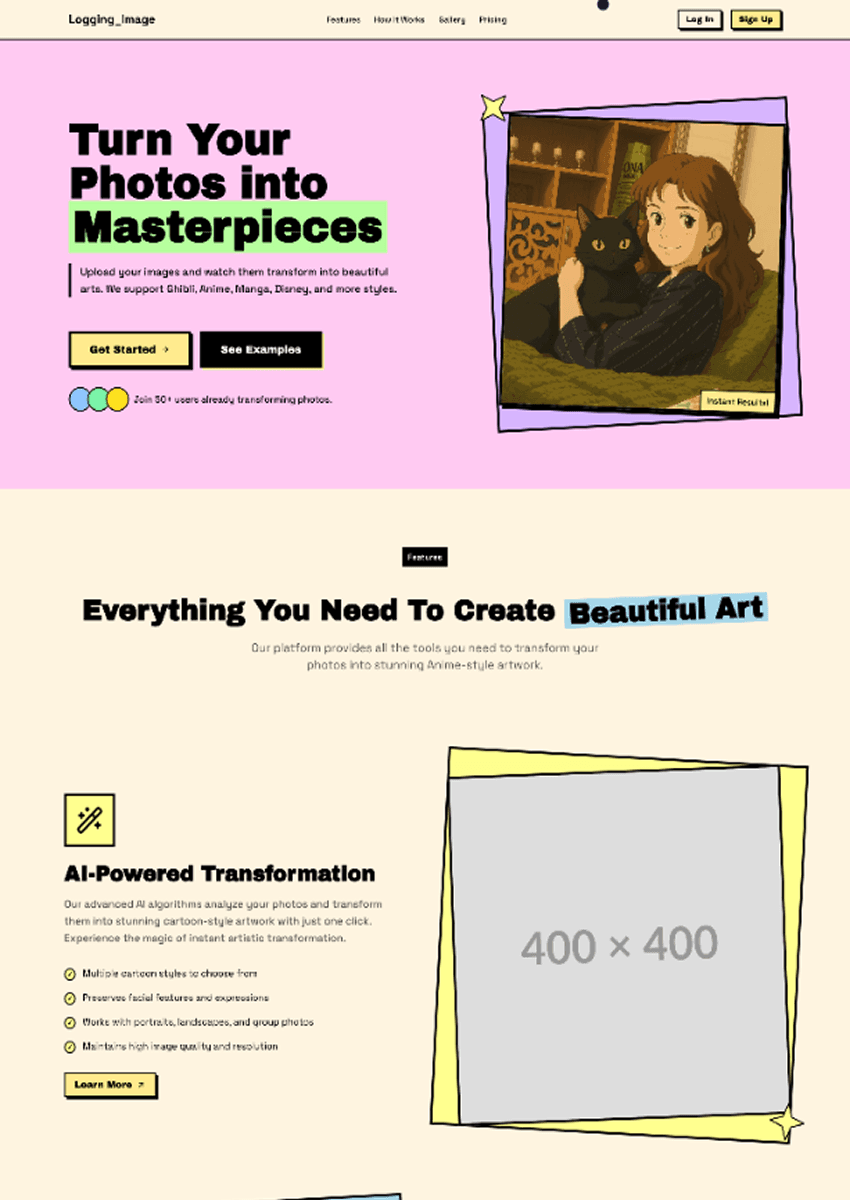 Artis | AI wrapper landing page preview 1