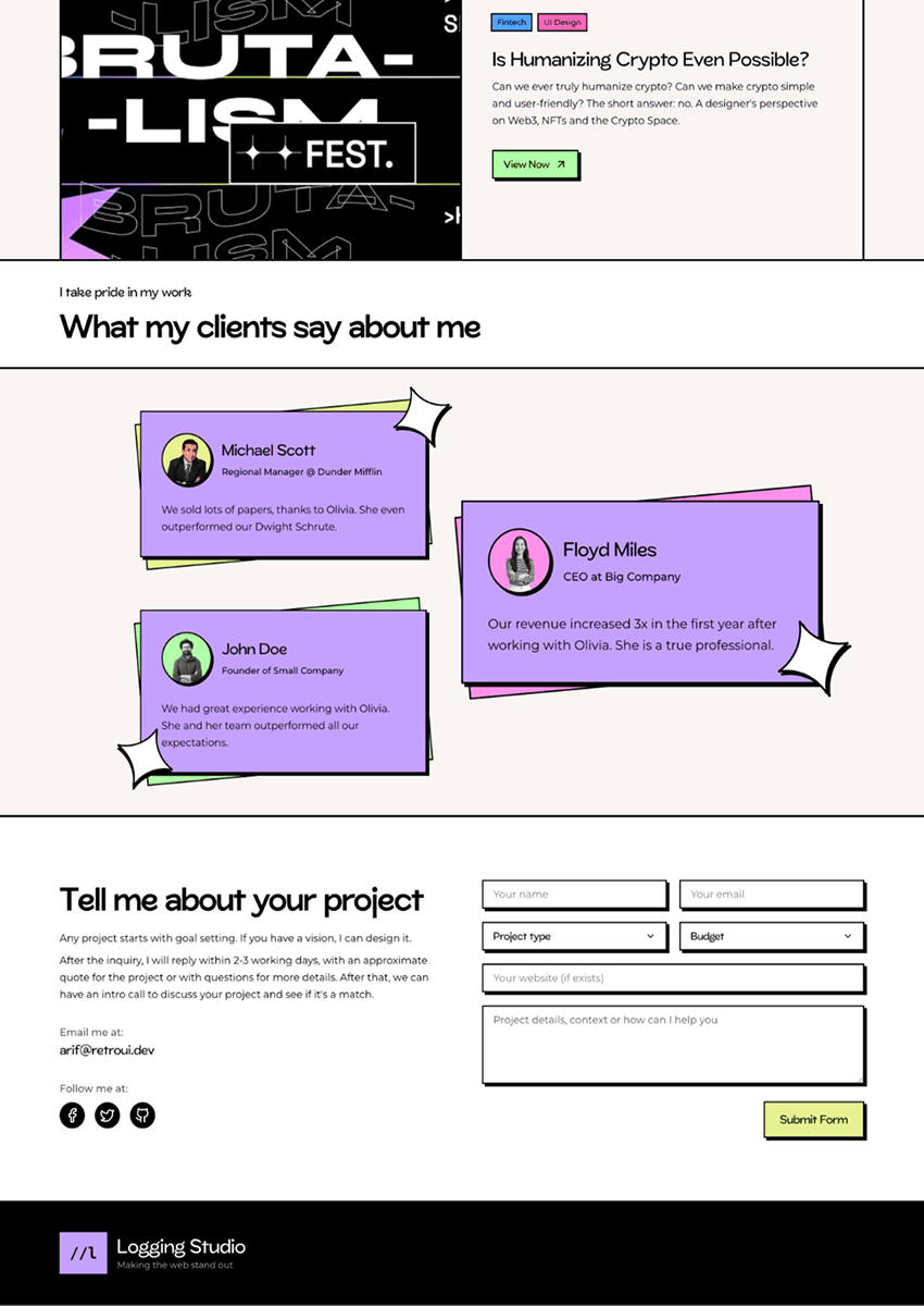 Defolio | Creative portfolio template preview 3